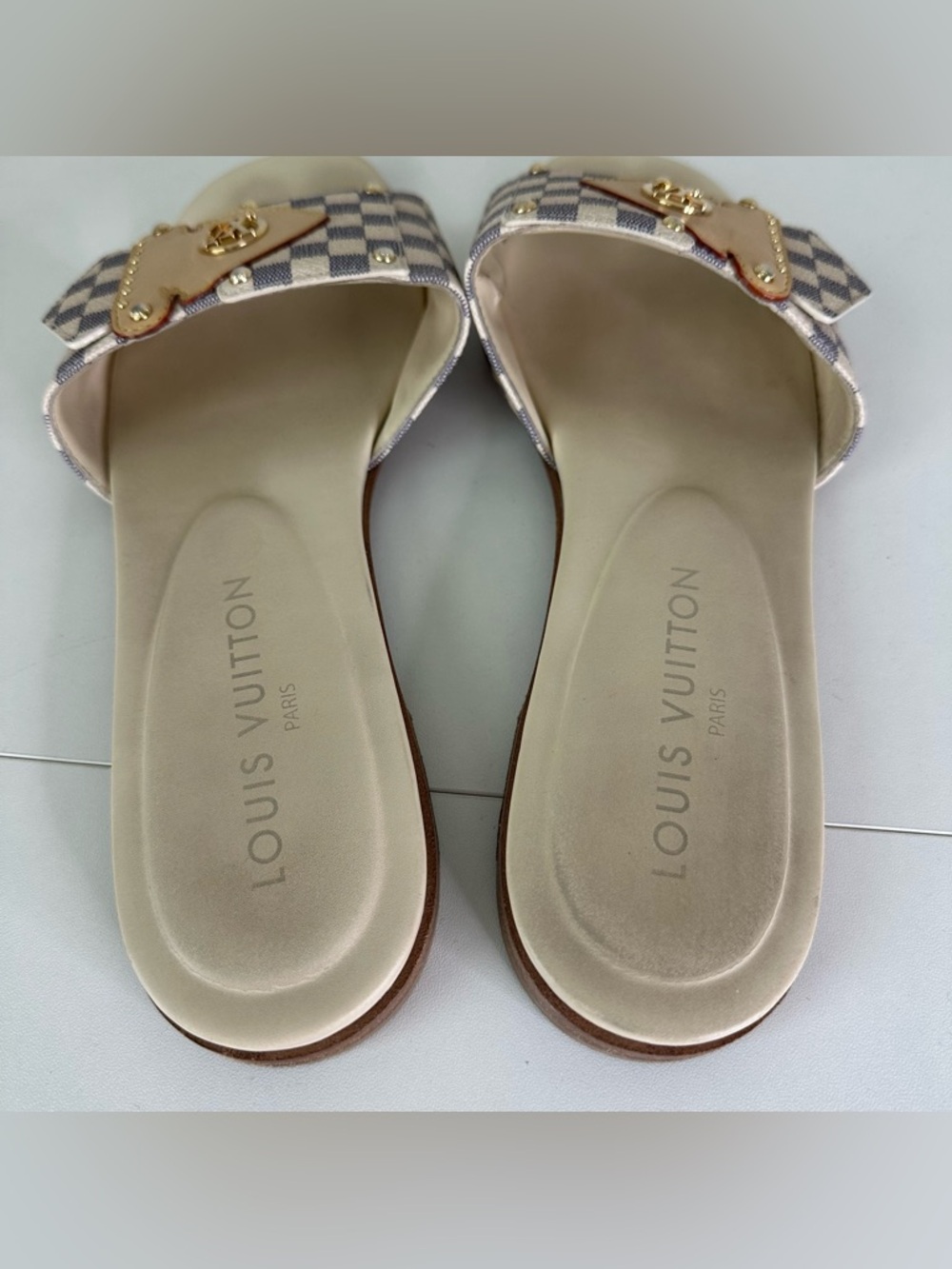 LOUIS VUITTON LV Frame Flat Mule in Azur SZ EUR 40 US 10 - Picture 5 of 10